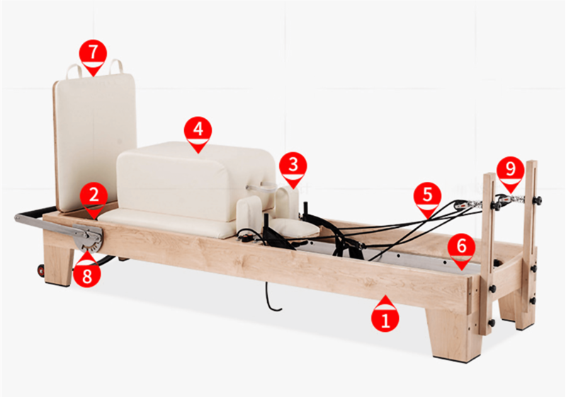 Home Studio Bodybuilding Wood Five Pieces Gym Reformer Pilates Commercial Fitness Equipment
